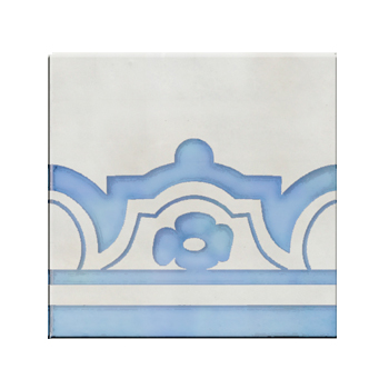 Mosaic House Moroccan tile HPC Kugler Border 1-20 White,   Sea Blue,    solid {hand painted handpainted 6x6} 